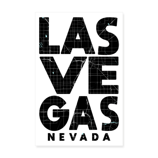 Poster Las Vegas - Plan Las Vegas - 20 x 30 cm - blanc