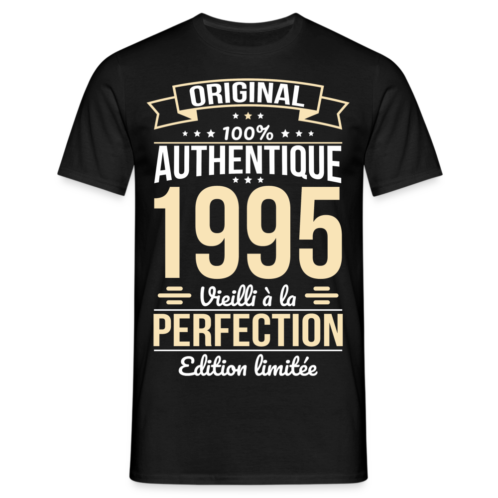 T-shirt Homme - Anniversaire 30 Ans - Original 1995 - noir