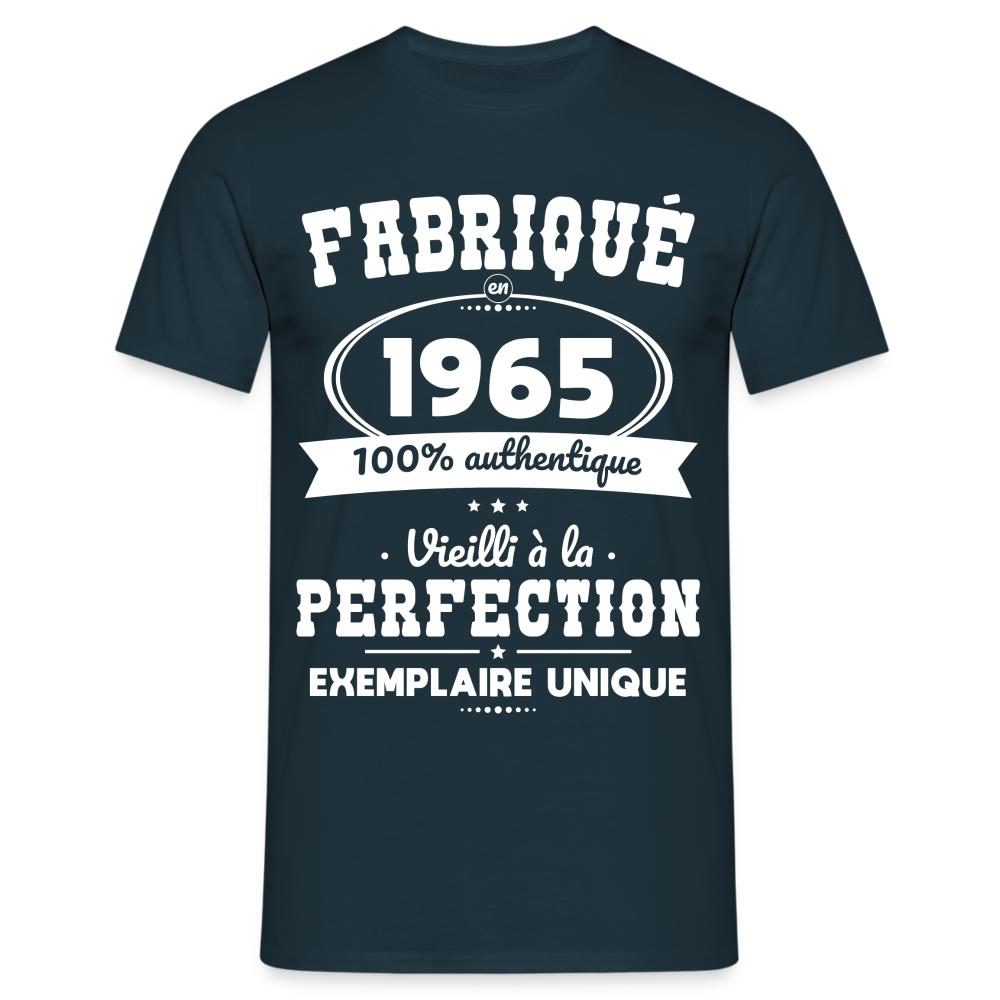 T-shirt Homme - Anniversaire 60 Ans - Fabriqué en 1965 - marine