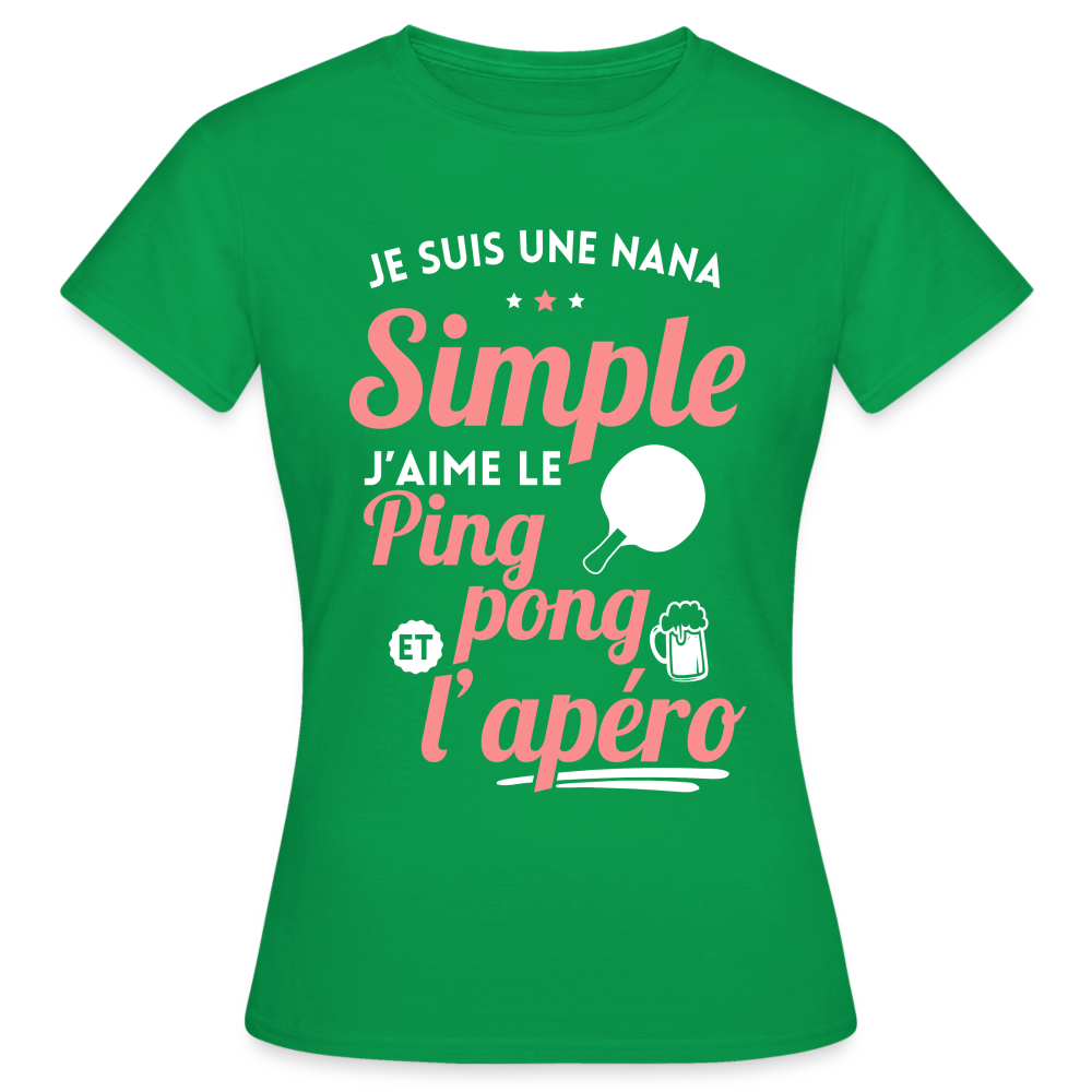 T-shirt Femme - J'aime le ping-pong et l'apéro - vert