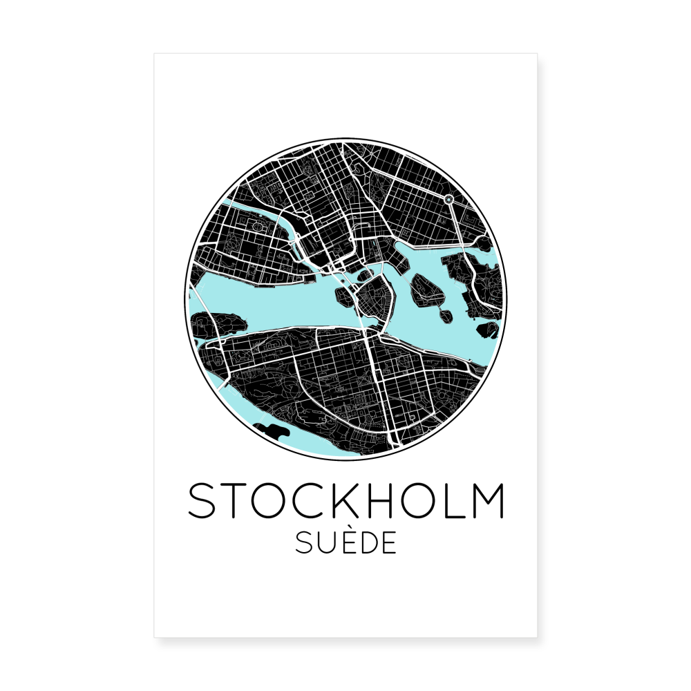 Poster Stockholm - Plan Stockholm - 20 x 30 cm - blanc