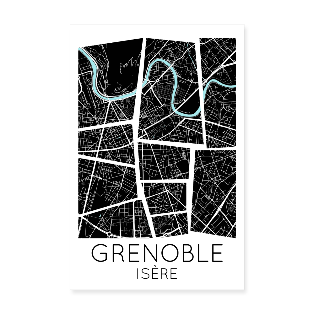 Poster Grenoble - Plan Grenoble - 20 x 30 cm - blanc