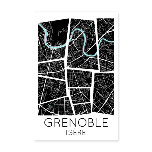 Poster Grenoble - Plan Grenoble - 20 x 30 cm - blanc