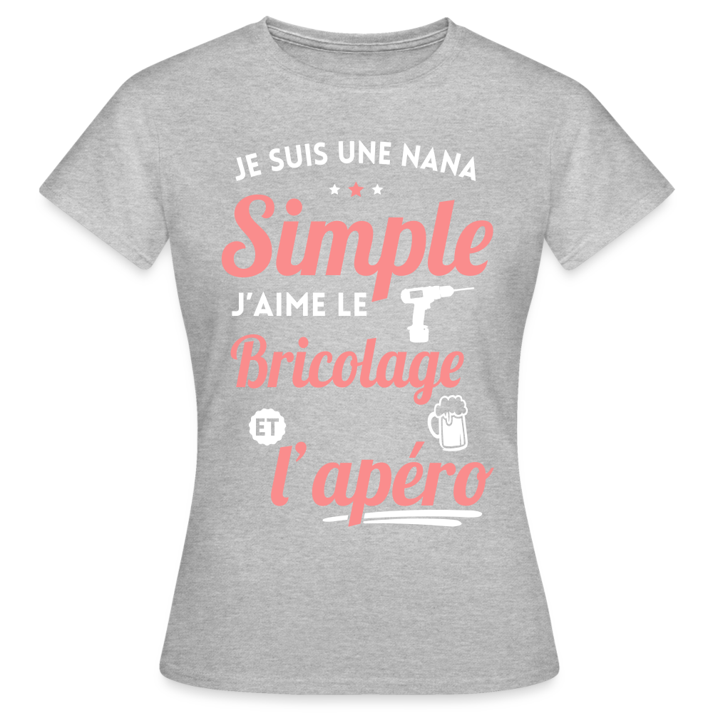 T-shirt Femme - J'aime le bricolage et l'apéro - gris chiné