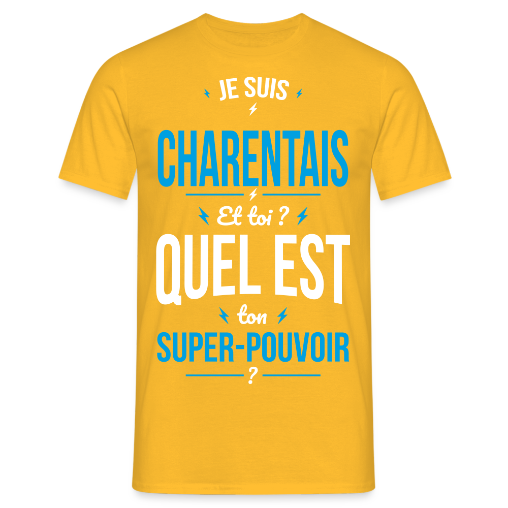 T-shirt Homme - Je suis Charentais - Super-pouvoir - jaune