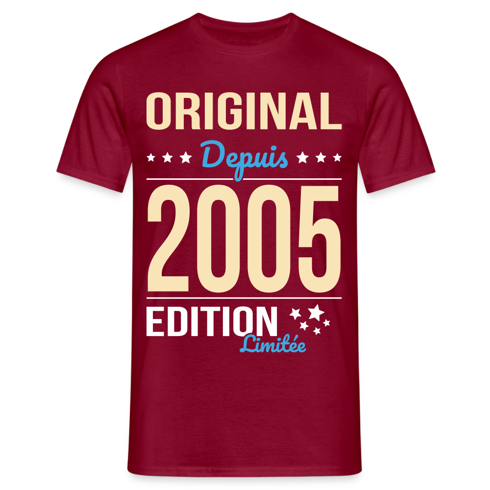 T-shirt Homme - Anniversaire 20 Ans - Original depuis 2005 - rouge brique