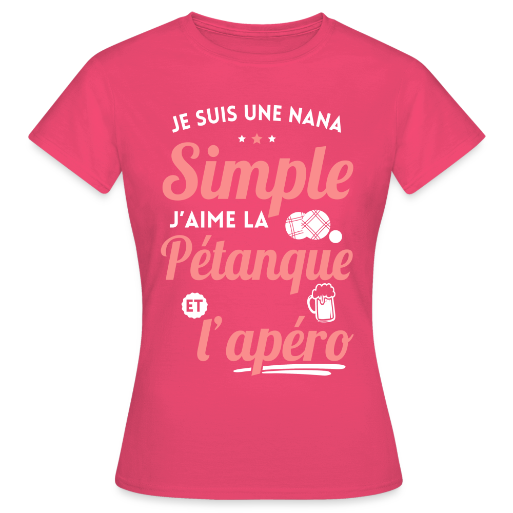 T-shirt Femme - J'aime la pétanque et l'apéro - rose azalée