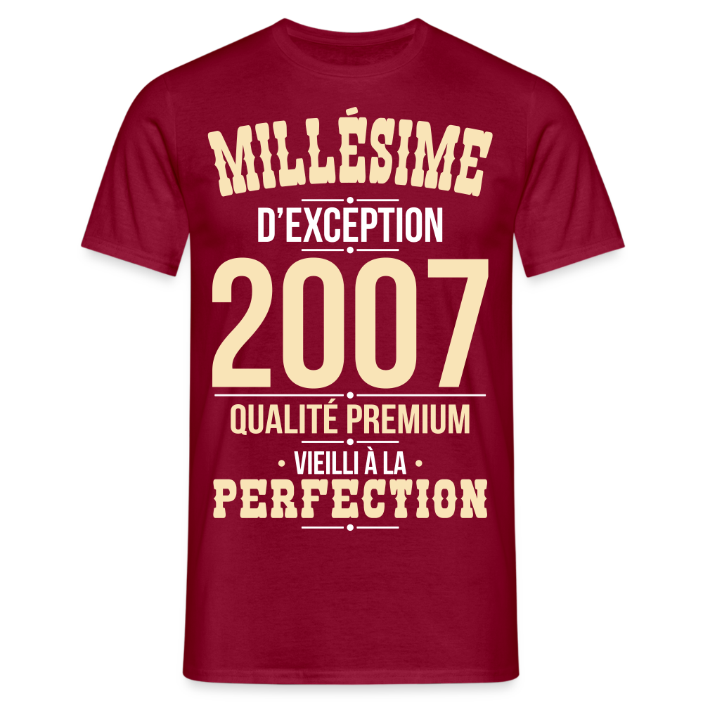 T-shirt Homme - Anniversaire 18 Ans - Millésime 2007 - rouge brique