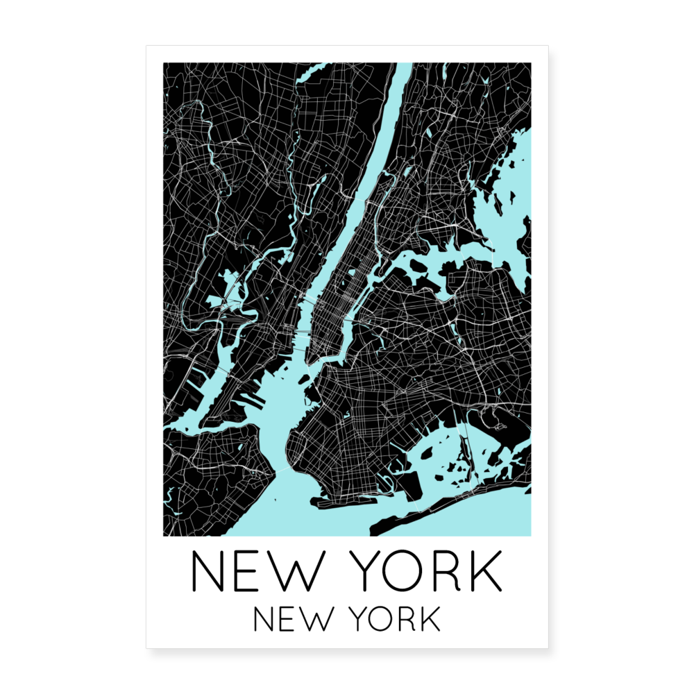 Poster New York - Plan New York - 60 x 90 cm - blanc