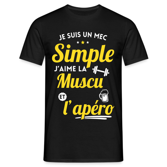 T-shirt Homme - J'aime la muscu et l'apéro - noir