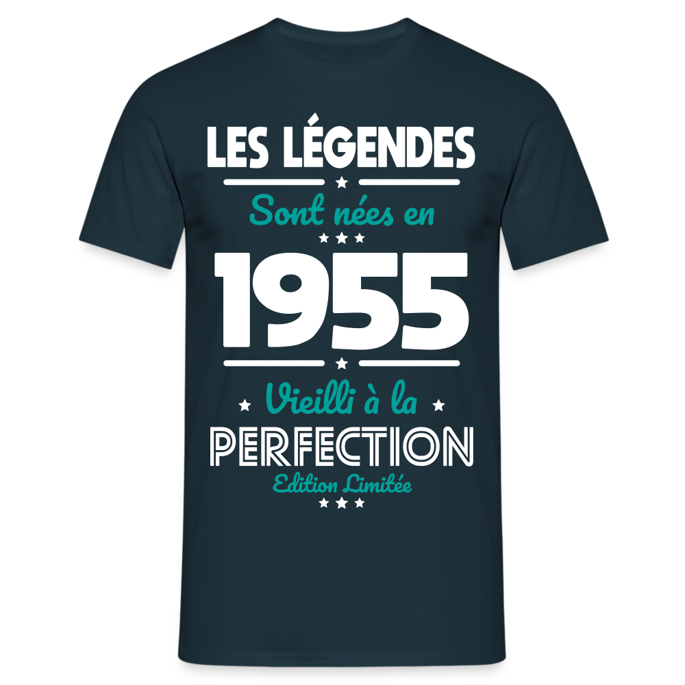 T-shirt Homme - Anniversaire 70 Ans - Les Légendes sont nées en 1955 - marine