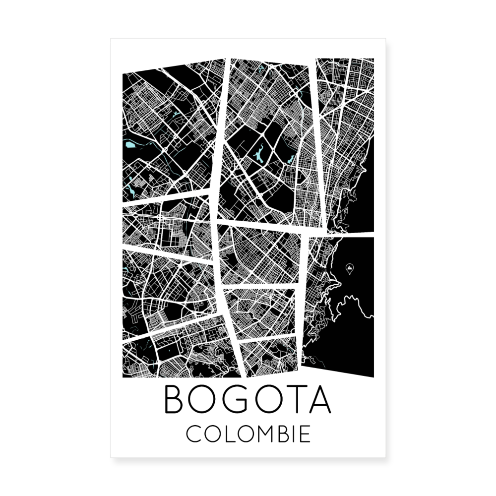 Poster Bogota - Plan Bogota - 20 x 30 cm - blanc