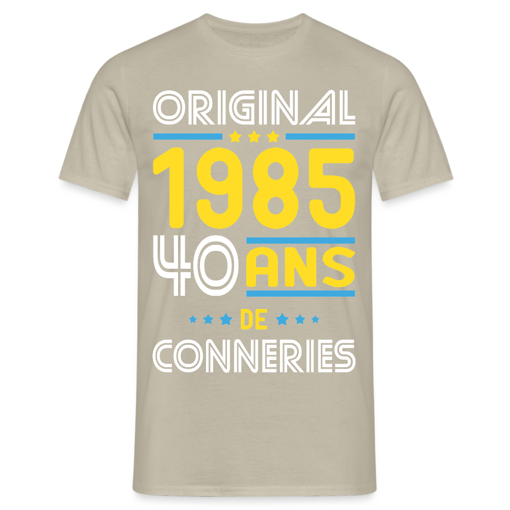 T-shirt Homme - Anniversaire 40 Ans - Original 1985 - Conneries - beige sable