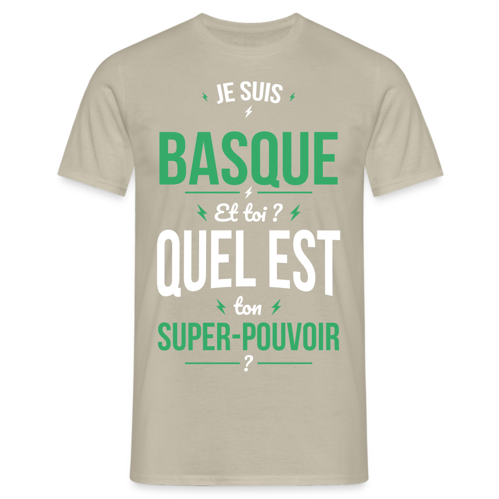 T-shirt Homme - Je suis Basque - Super-pouvoir - beige sable