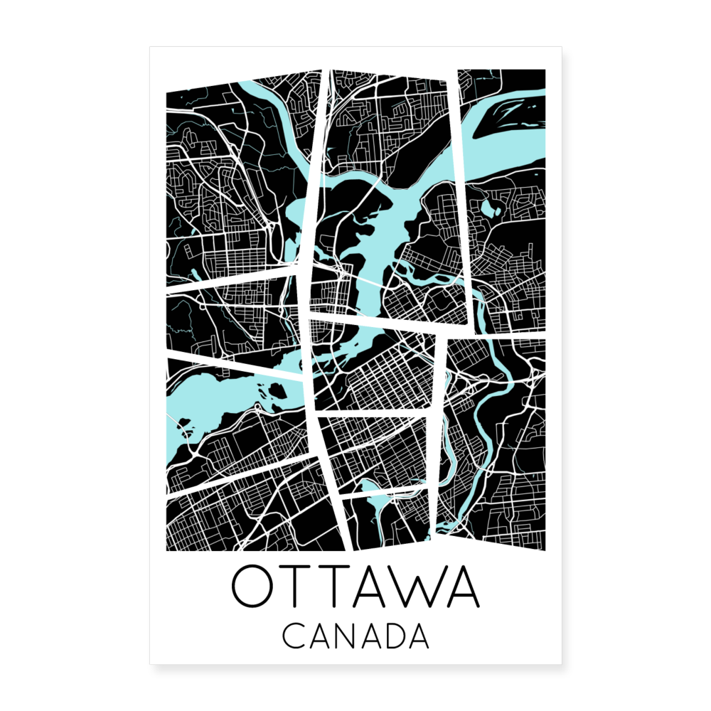 Poster Ottawa - Plan Ottawa - 40 x 60 cm - blanc