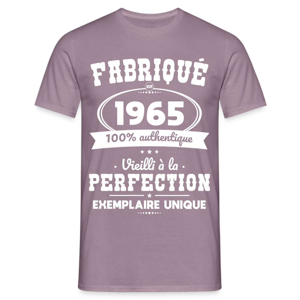 T-shirt Homme - Anniversaire 60 Ans - Fabriqué en 1965 - mauve gris 