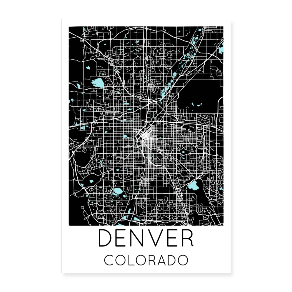 Poster Denver - Plan Denver - 40 x 60 cm - blanc