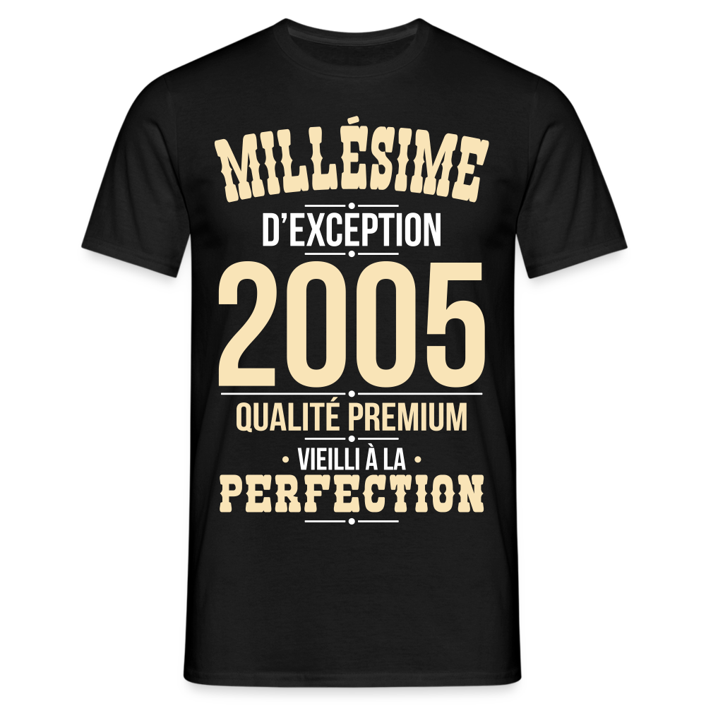 T-shirt Homme - Anniversaire 20 Ans - Millésime 2005 - noir