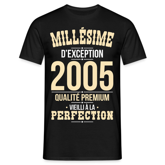 T-shirt Homme - Anniversaire 20 Ans - Millésime 2005 - noir