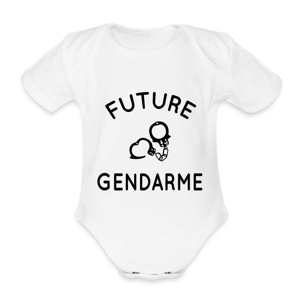 Body Bébé bio manches courtes - Future gendarme - blanc