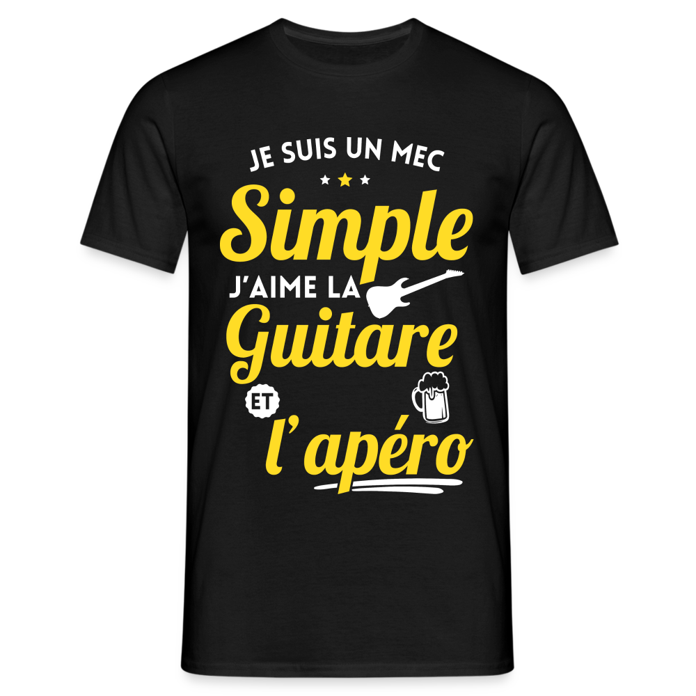 T-shirt Homme - J'aime la guitare et l'apéro - noir