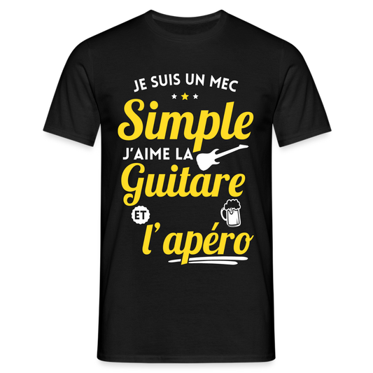 T-shirt Homme - J'aime la guitare et l'apéro - noir