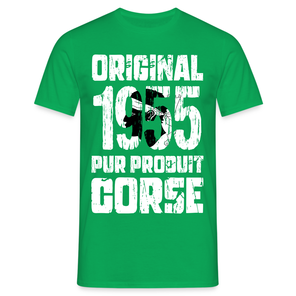 T-shirt Homme - Anniversaire 70 Ans - Original 1955 - Pur produit Corse - vert