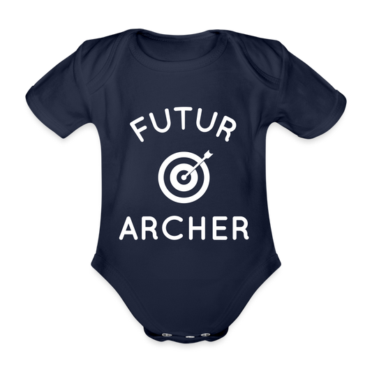 Body Bébé bio manches courtes - Futur archer - marine foncé