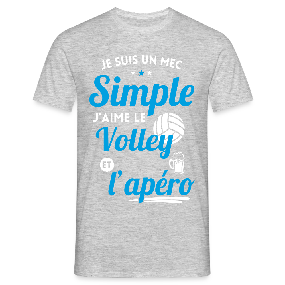 T-shirt Homme - J'aime le volley et l'apéro - gris chiné