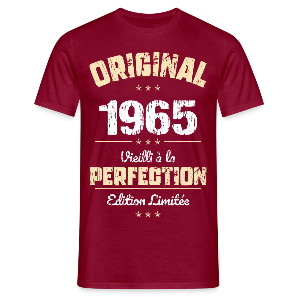 T-shirt Homme - Anniversaire 60 Ans - Original 1965 - rouge brique