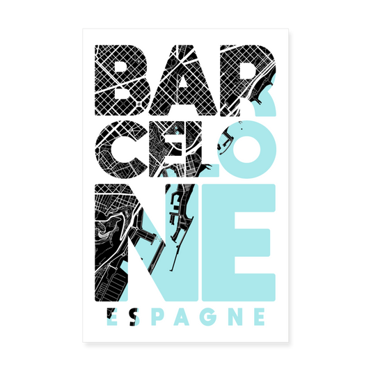 Poster Barcelone - Plan Barcelone - 20 x 30 cm - blanc