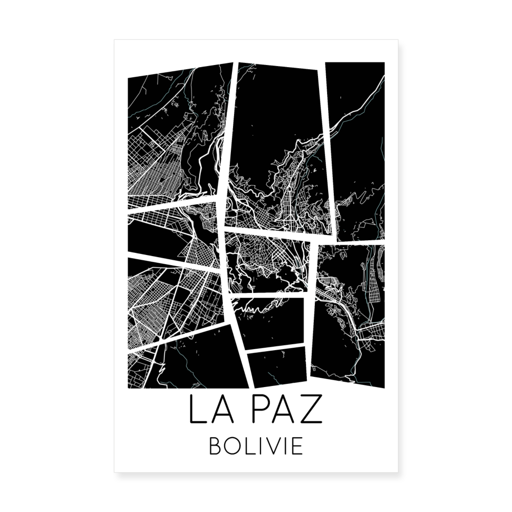 Poster La Paz - Plan La Paz - 20 x 30 cm - blanc