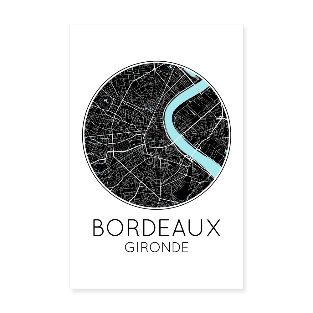 Poster Bordeaux - Plan Bordeaux - 20 x 30 cm - blanc