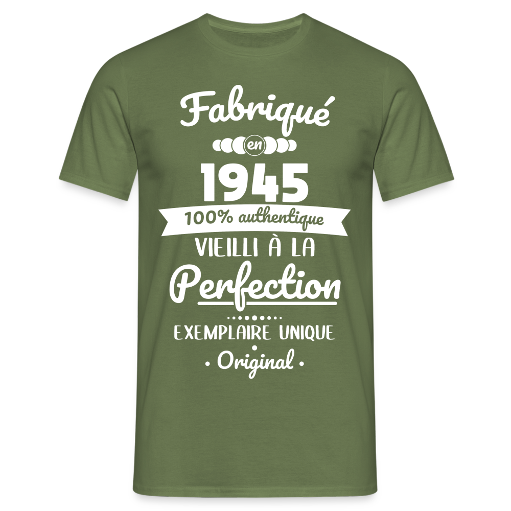 T-shirt Homme - Anniversaire 80 Ans - Fabriqué en 1945 - vert militaire