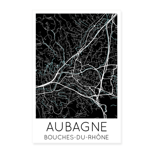 Poster Aubagne - Plan Aubagne - 60 x 90 cm - blanc