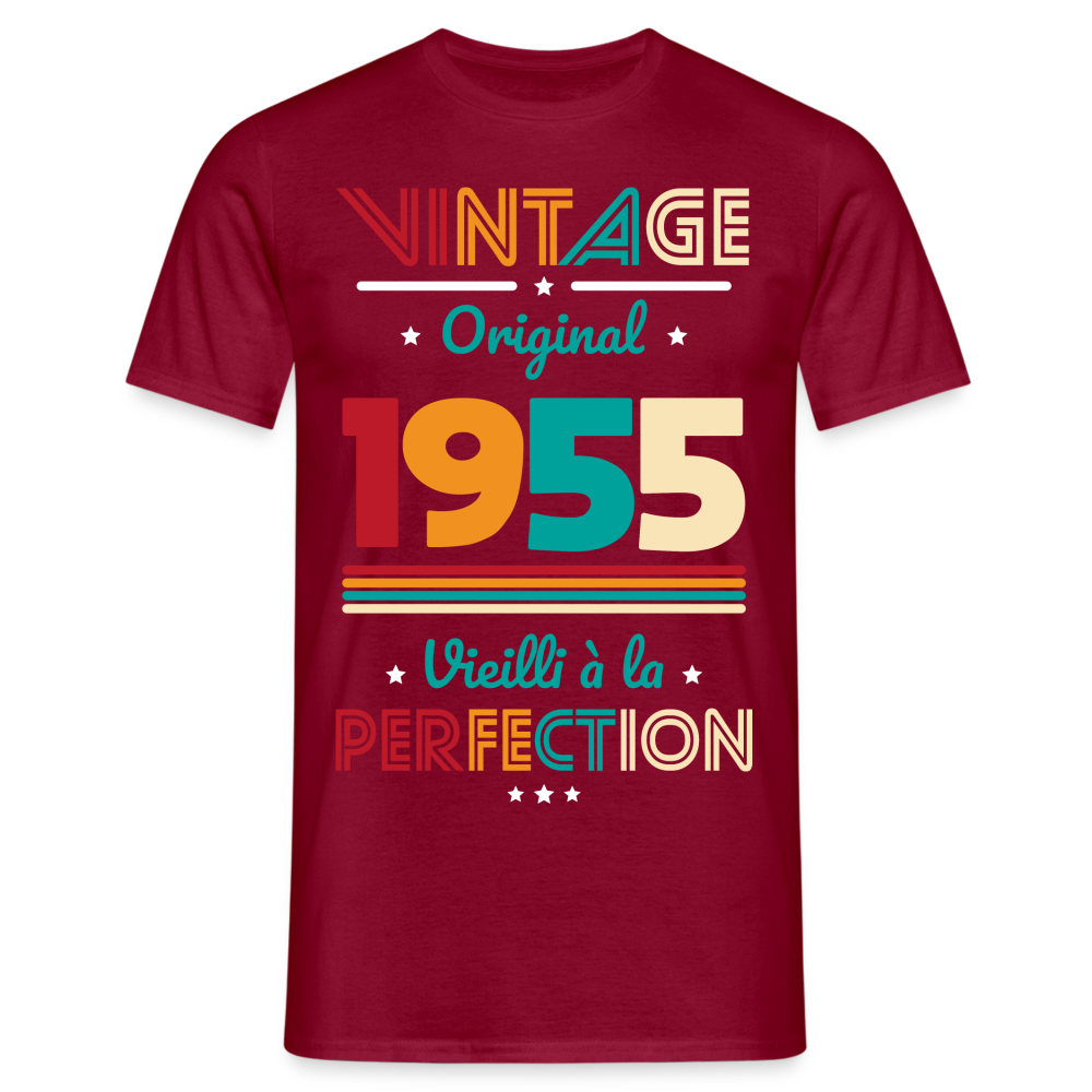 T-shirt Homme - Anniversaire 70 Ans - Vintage Original 1955 - rouge brique