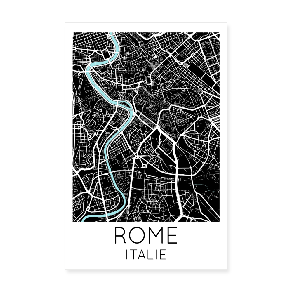 Poster Rome - Plan Rome - 20 x 30 cm - blanc