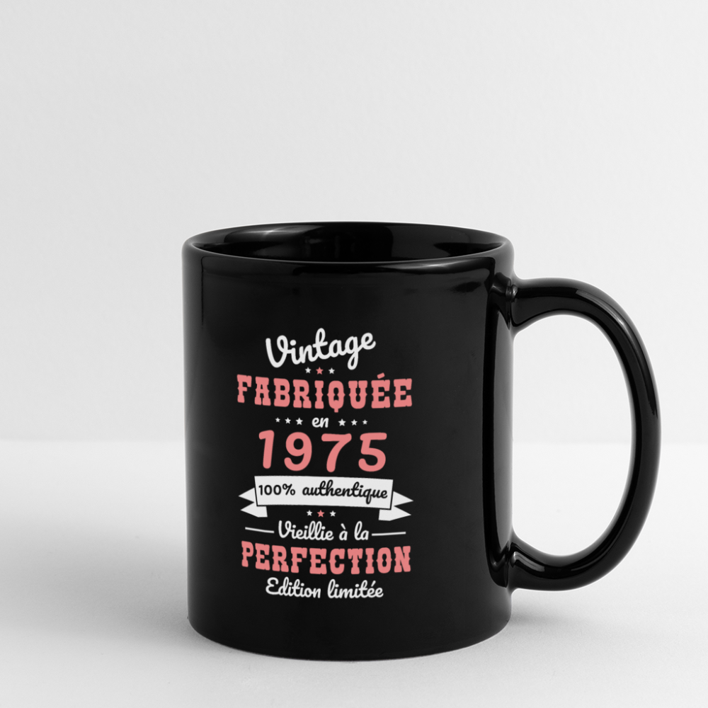 Mug uni - Anniversaire 50 Ans - Vintage fabriquée en 1975 - noir