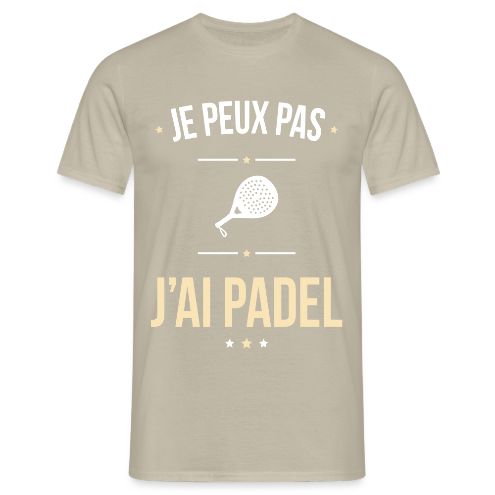 T-shirt Homme - Je peux pas j'ai Padel - beige sable