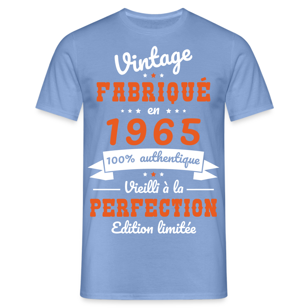 T-shirt Homme - Anniversaire 60 Ans - Vintage fabriqué en 1965 - carolina blue