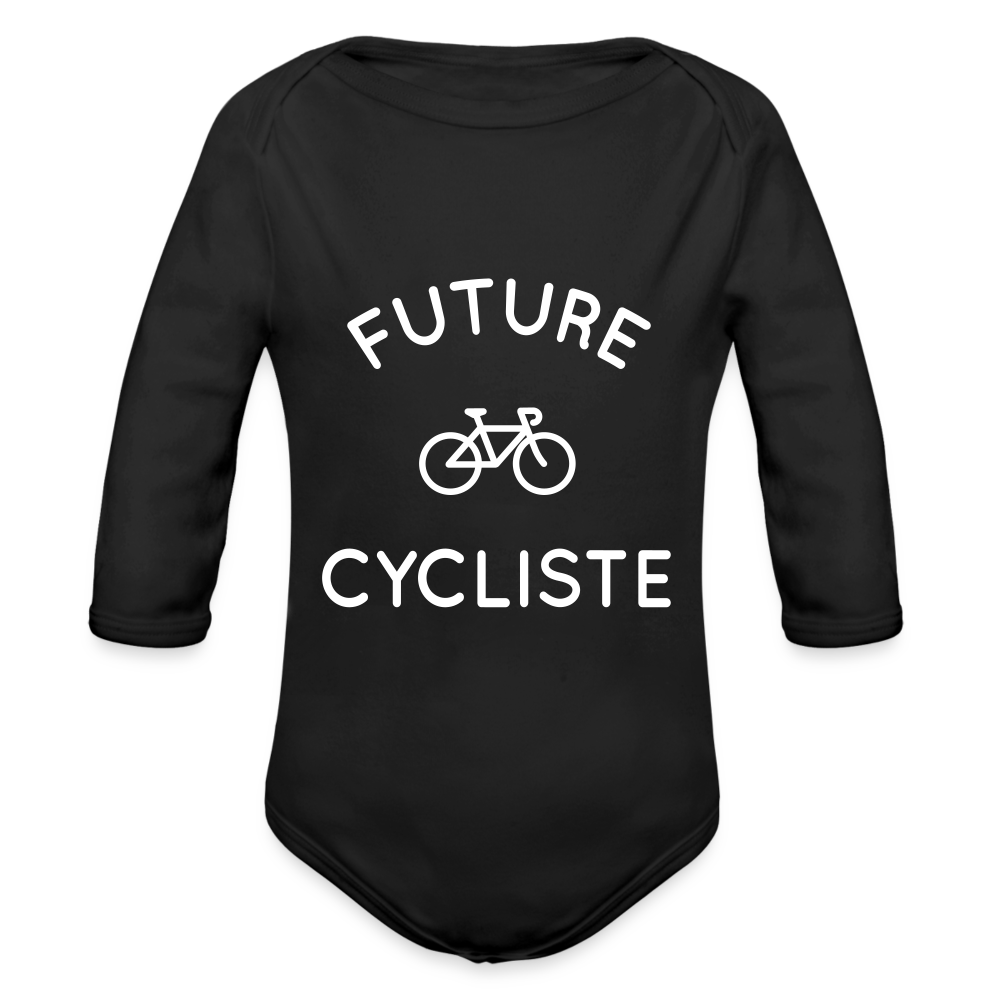 Body Bébé bio manches longues - Future cycliste - noir