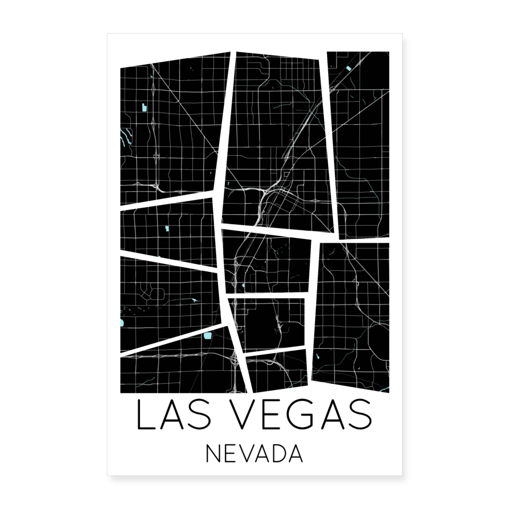 Poster Las Vegas - Plan Las Vegas - 60 x 90 cm - blanc