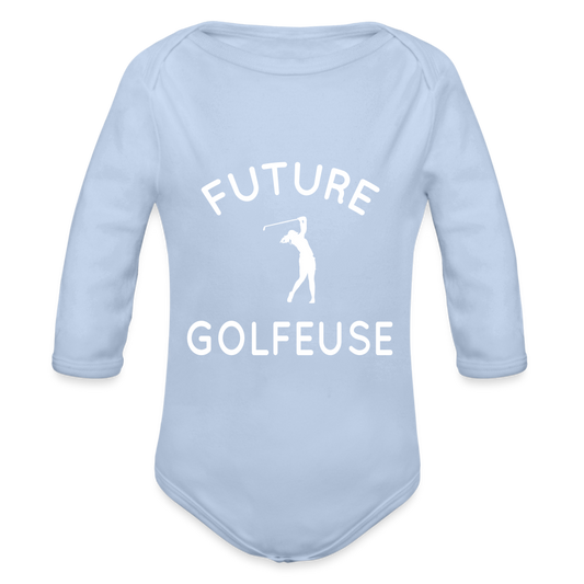 Body Bébé bio manches longues - Future golfeuse - ciel