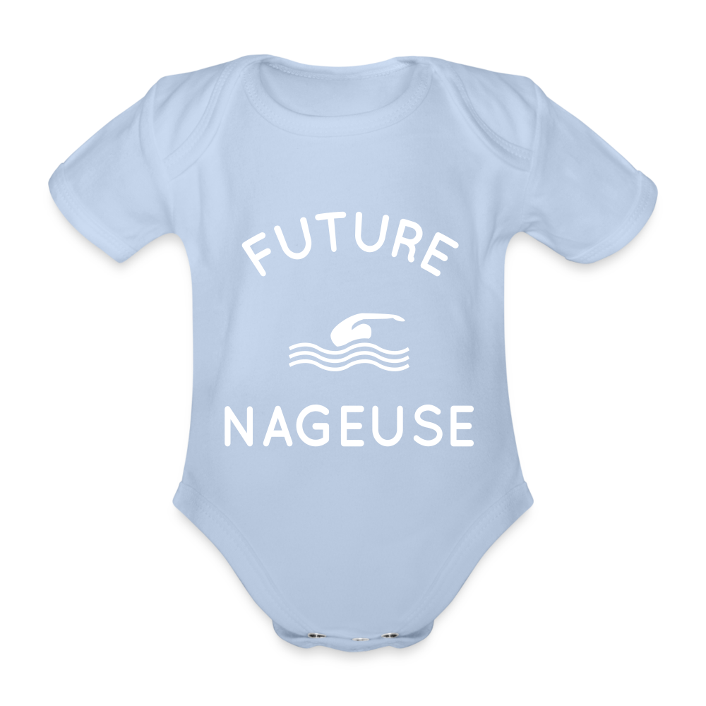 Body Bébé bio manches courtes - Future nageuse - ciel