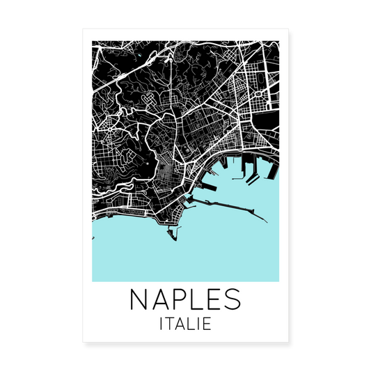 Poster Naples - Plan Naples - 20 x 30 cm - blanc