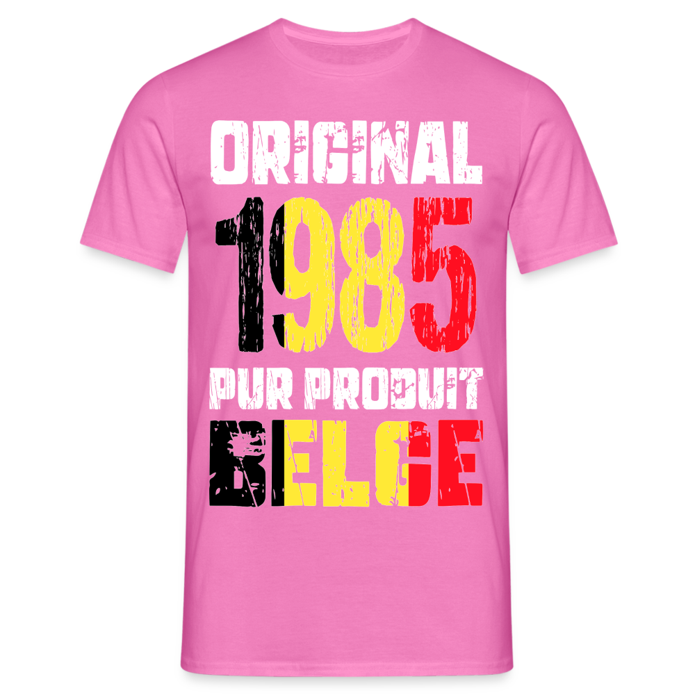 T-shirt Homme - Anniversaire 40 Ans - Original 1985 - Pur produit Belge - rose