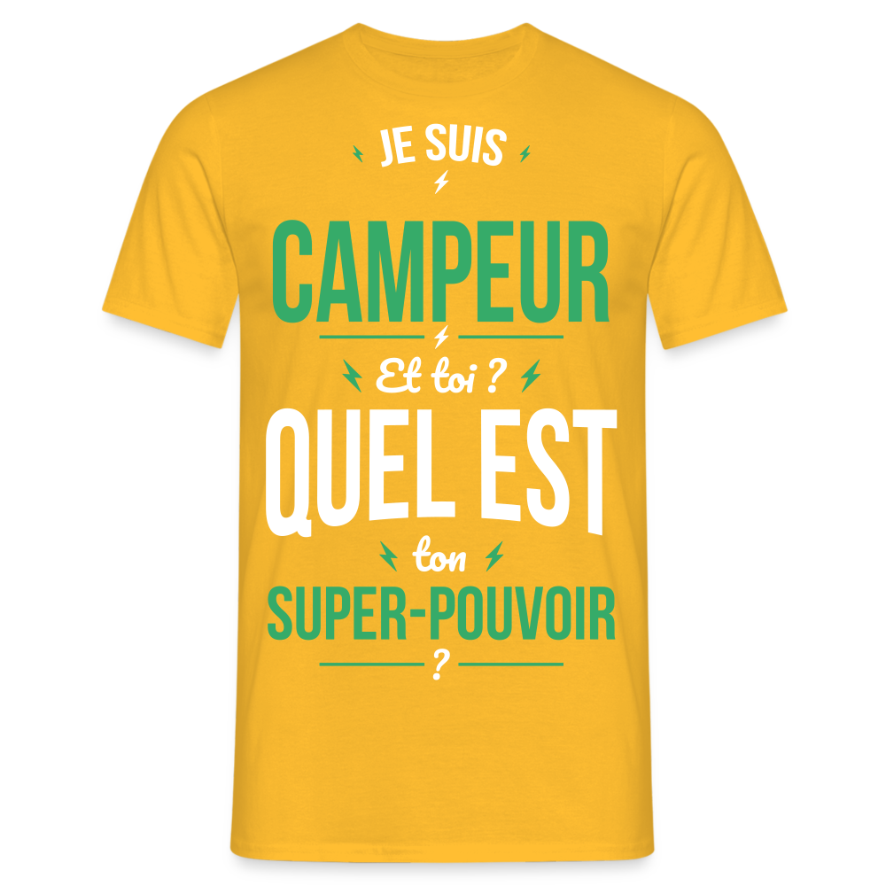 T-shirt Homme - Je suis campeur - Super-pouvoir - jaune