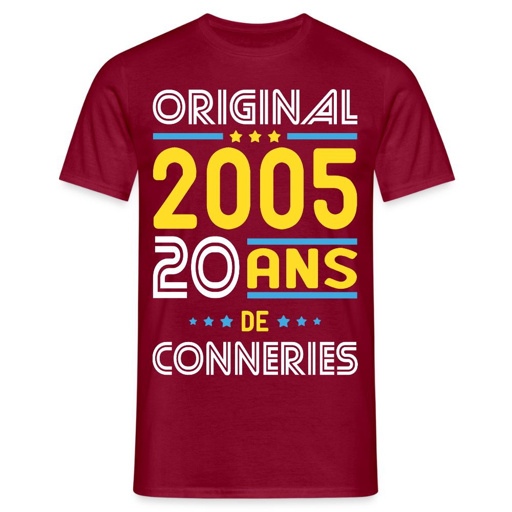 T-shirt Homme - Anniversaire 20 Ans - Original 2005 - Conneries - rouge brique