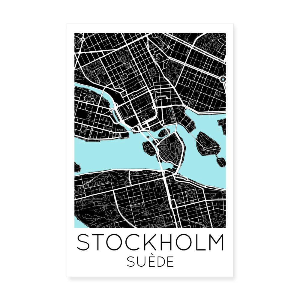 Poster Stockholm - Plan Stockholm - 20 x 30 cm - blanc