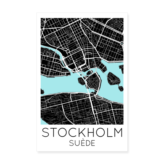 Poster Stockholm - Plan Stockholm - 20 x 30 cm - blanc